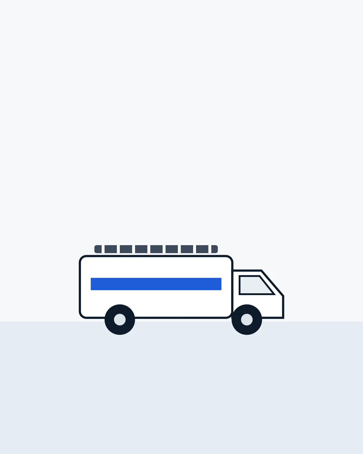 Illustration of a plumber’s van with a ladder on the roof