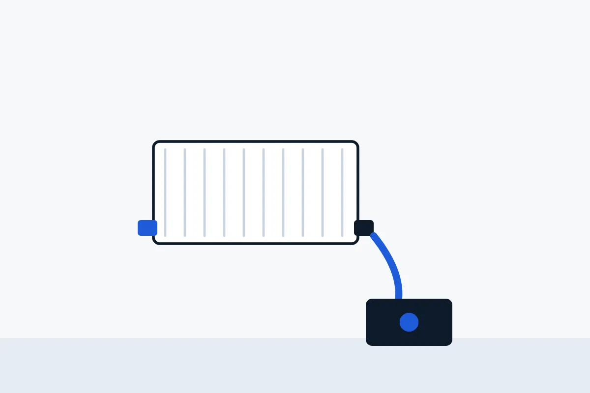 Radiator connected to power flushing equipment